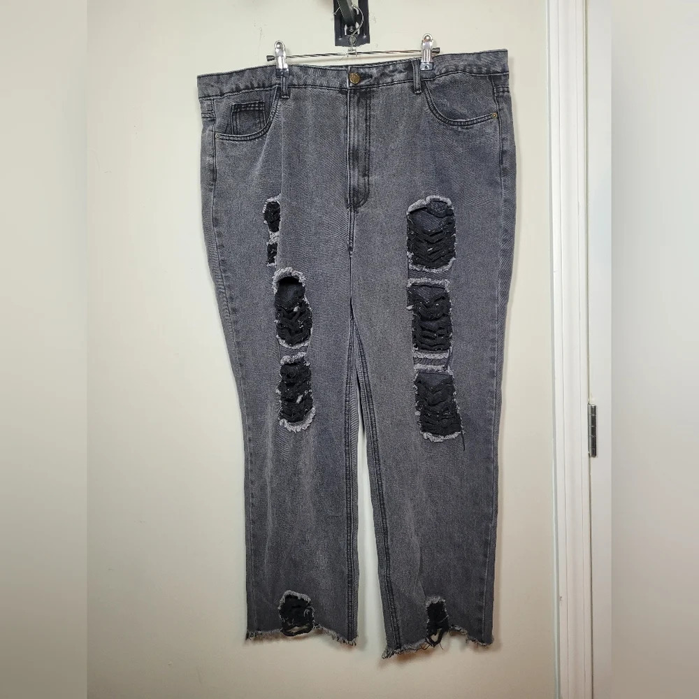 Lucky and Blessed Distressed Ripped Jeans sz 18